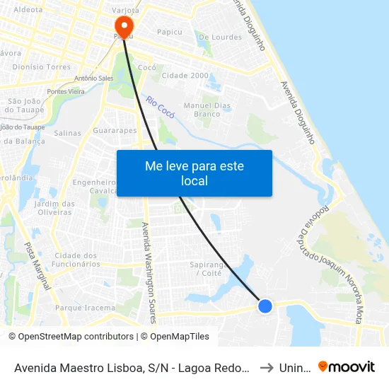 Avenida Maestro Lisboa, S/N - Lagoa Redonda to Uninta map