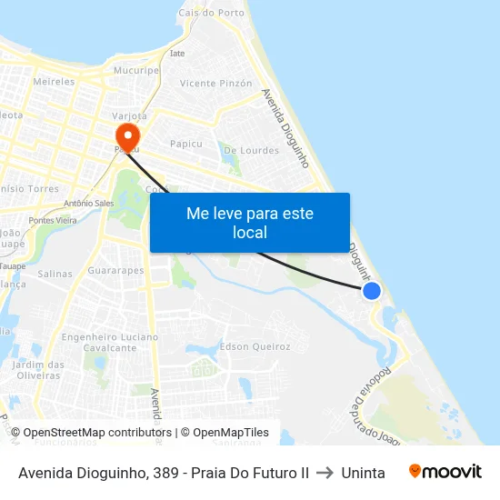 Avenida Dioguinho, 389 - Praia Do Futuro II to Uninta map