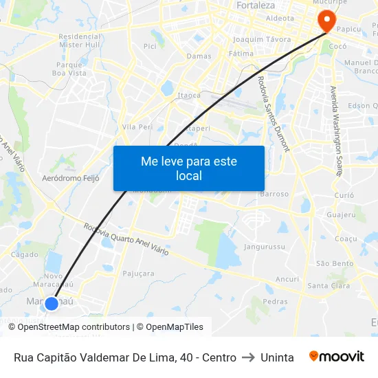 Rua Capitão Valdemar De Lima, 40 - Centro to Uninta map