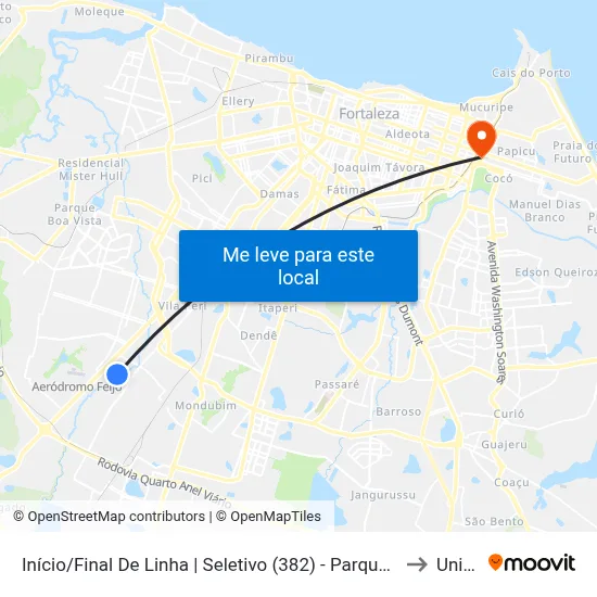 Início/Final De Linha | Seletivo (382) - Parque Jerusalém to Uninta map