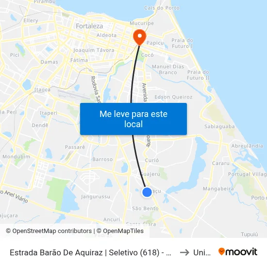 Estrada Barão De Aquiraz | Seletivo (618) - Paupina to Uninta map