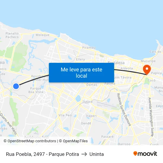 Rua Poebla, 2497 - Parque Potira to Uninta map