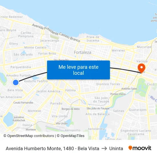 Avenida Humberto Monte, 1480 - Bela Vista to Uninta map