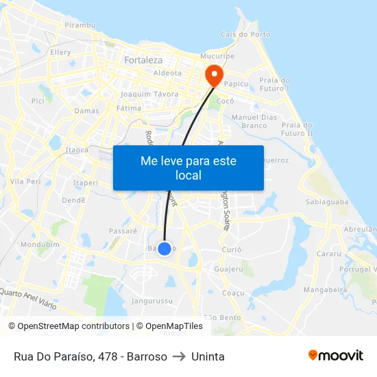 Rua Do Paraíso, 478 - Barroso to Uninta map
