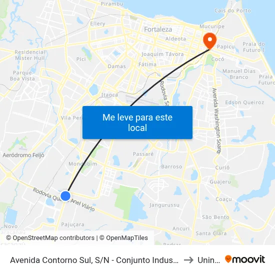 Avenida Contorno Sul, S/N - Conjunto Industrial to Uninta map