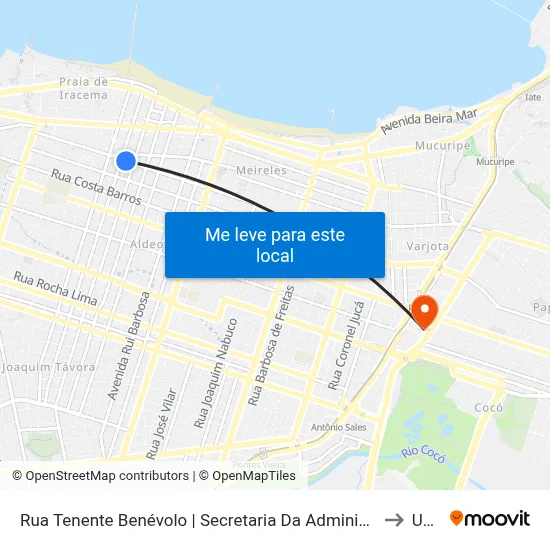 Rua Tenente Benévolo | Secretaria Da Administração Penitenciária - Meireles to Uninta map
