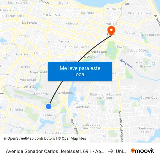 Avenida Senador Carlos Jereissati, 691 - Aeroporto to Uninta map
