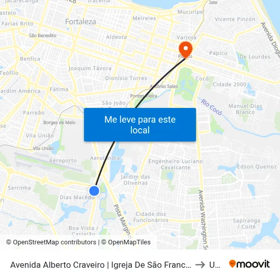 Avenida Alberto Craveiro | Igreja De São Francisco De Assis - Dias Macedo to Uninta map