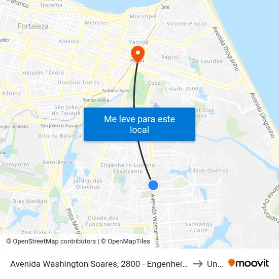 Avenida Washington Soares, 2800 - Engenheiro Luciano Cavalcante to Uninta map