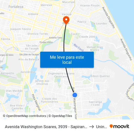 Avenida Washington Soares, 3939 - Sapiranga to Uninta map