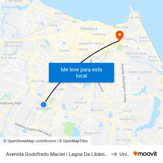 Avenida Godofredo Maciel | Lagoa Da Libânia - Mondubim to Uninta map