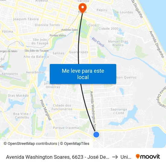 Avenida Washington Soares, 6623 - José De Alencar to Uninta map