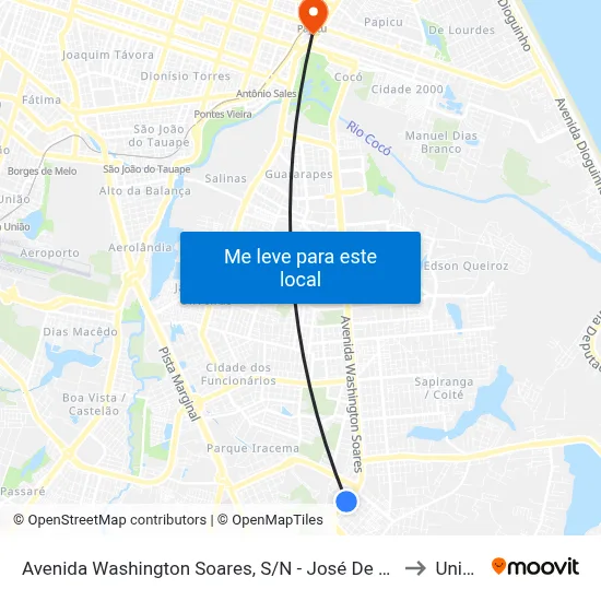 Avenida Washington Soares, S/N - José De Alencar to Uninta map