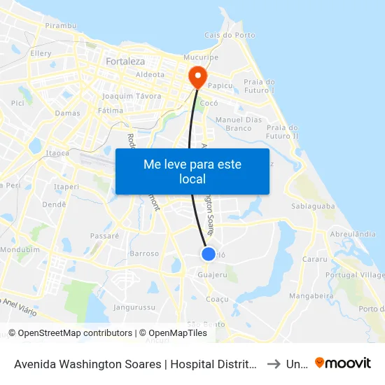 Avenida Washington Soares | Hospital Distrital Gonzaga Mota - Curió to Uninta map