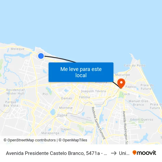 Avenida Presidente Castelo Branco, 5471a - Barra Do Ceará to Uninta map
