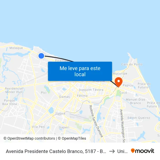 Avenida Presidente Castelo Branco, 5187 - Barra Do Ceará to Uninta map