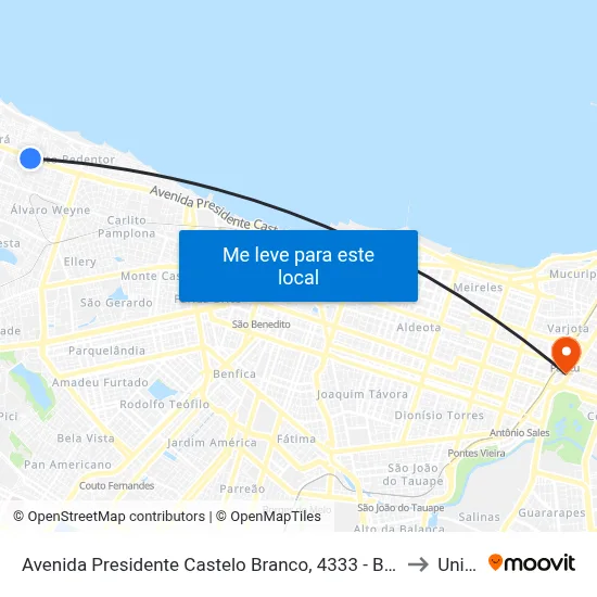 Avenida Presidente Castelo Branco, 4333 - Barra Do Ceará to Uninta map