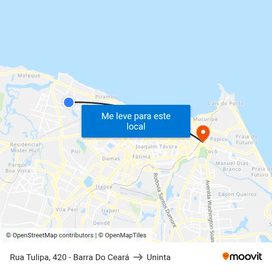 Rua Tulipa, 420 - Barra Do Ceará to Uninta map