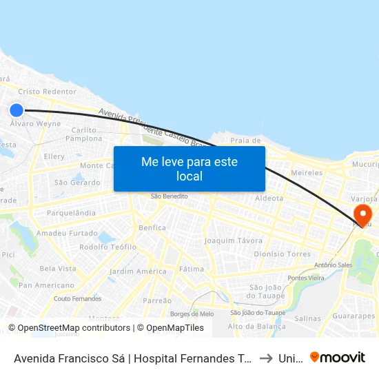 Avenida Francisco Sá | Hospital Fernandes Távora - Floresta to Uninta map