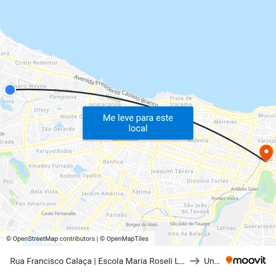 Rua Francisco Calaça | Escola Maria Roseli Lima - Álvaro Weyne to Uninta map