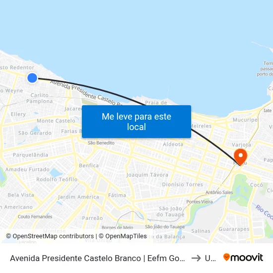 Avenida Presidente Castelo Branco | Eefm Governador Flávio Marcílio - Pirambu to Uninta map
