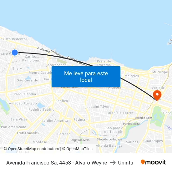 Avenida Francisco Sá, 4453 - Álvaro Weyne to Uninta map