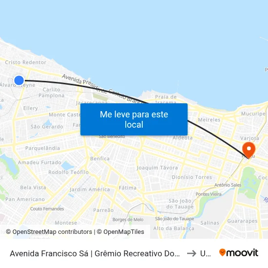Avenida Francisco Sá | Grêmio Recreativo Dos Ferroviários - Álvaro Weyne to Uninta map