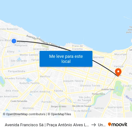Avenida Francisco Sá | Praça Antônio Alves Linhares - Álvaro Weyne to Uninta map