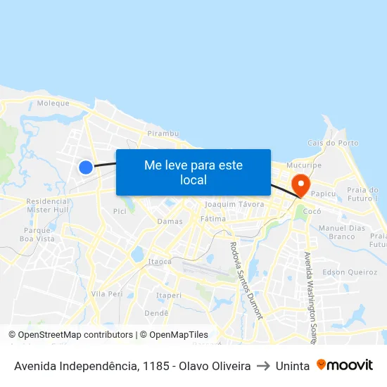 Avenida Independência, 1185 - Olavo Oliveira to Uninta map