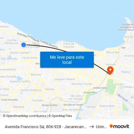 Avenida Francisco Sá, 806-928 - Jacarecanga to Uninta map