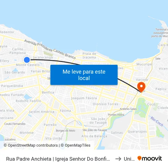 Rua Padre Anchieta | Igreja Senhor Do Bonfim - Monte Castelo to Uninta map