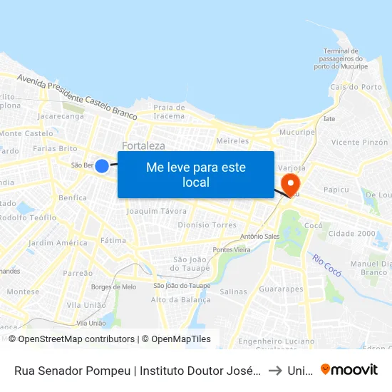 Rua Senador Pompeu | Instituto Doutor José Frota - Centro to Uninta map