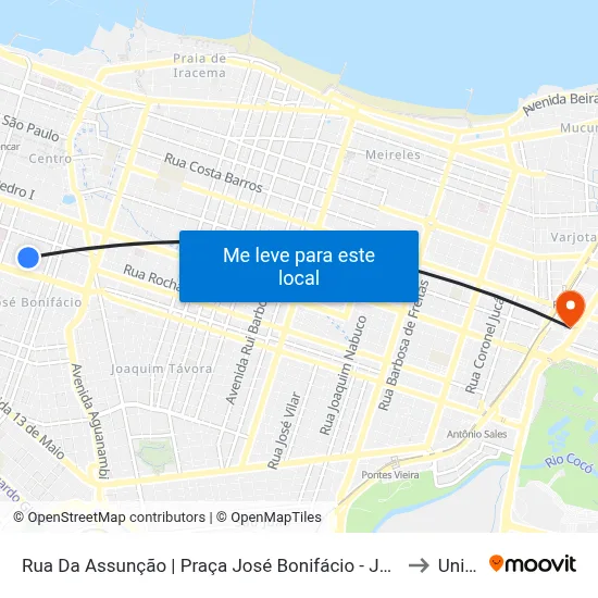 Rua Da Assunção | Praça José Bonifácio - José Bonifácio to Uninta map