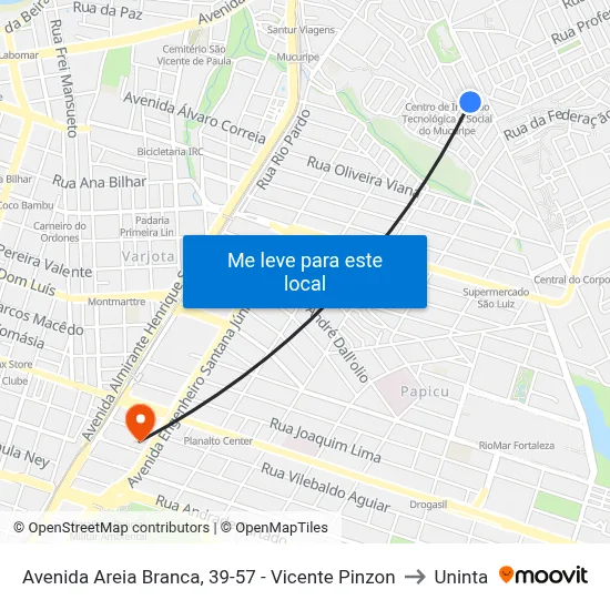 Avenida Areia Branca, 39-57 - Vicente Pinzon to Uninta map