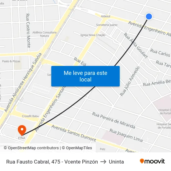 Rua Fausto Cabral, 475 - Vcente Pinzón to Uninta map