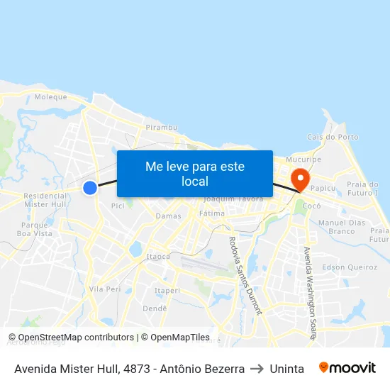 Avenida Mister Hull, 4873 - Antônio Bezerra to Uninta map