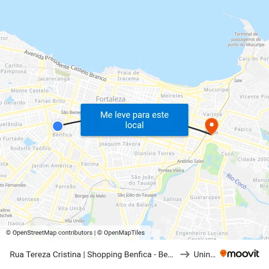 Rua Tereza Cristina | Shopping Benfica - Benfica to Uninta map
