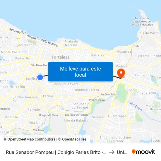 Rua Senador Pompeu | Colégio Farias Brito - Benfica to Uninta map