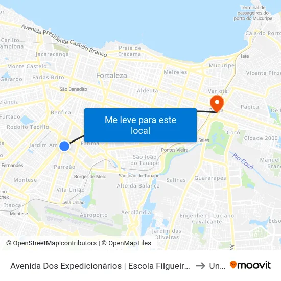 Avenida Dos Expedicionários | Escola Filgueiras Lima - Jardim América to Uninta map