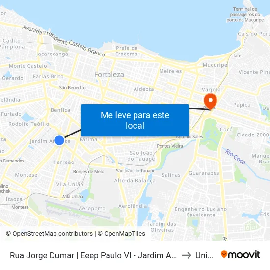 Rua Jorge Dumar | Eeep Paulo VI - Jardim América to Uninta map