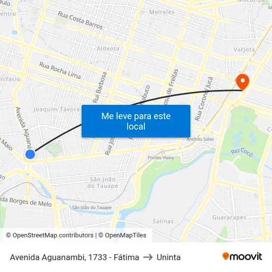 Avenida Aguanambi, 1733 - Fátima to Uninta map