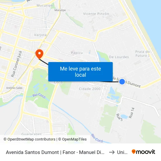 Avenida Santos Dumont | Fanor - Manuel Dias Branco to Uninta map