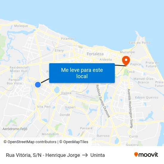Rua Vitória, S/N - Henrique Jorge to Uninta map