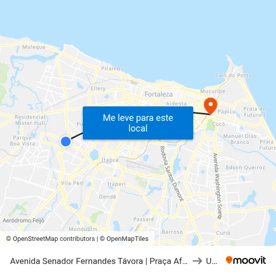 Avenida Senador Fernandes Távora | Praça Afonso Pena - Henrique Jorge to Uninta map
