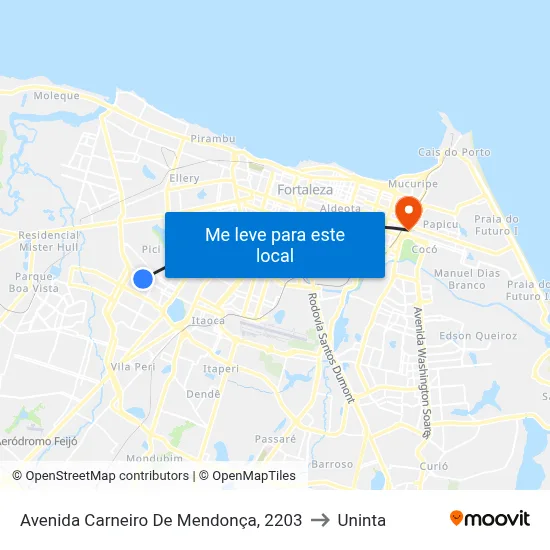 Avenida Carneiro De Mendonça, 2203 to Uninta map