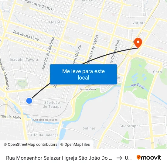 Rua Monsenhor Salazar | Igreja São João Do Tauape - São João Do Tauape to Uninta map
