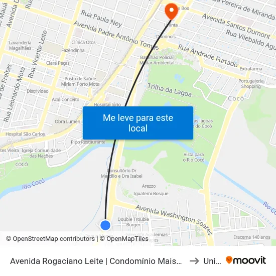 Avenida Rogaciano Leite | Condomínio Maison Verte - Salinas to Uninta map