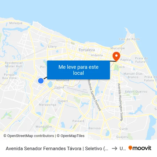 Avenida Senador Fernandes Távora | Seletivo (024/034/043/072/172/304/356/394/398) - Jóquei Clube to Uninta map
