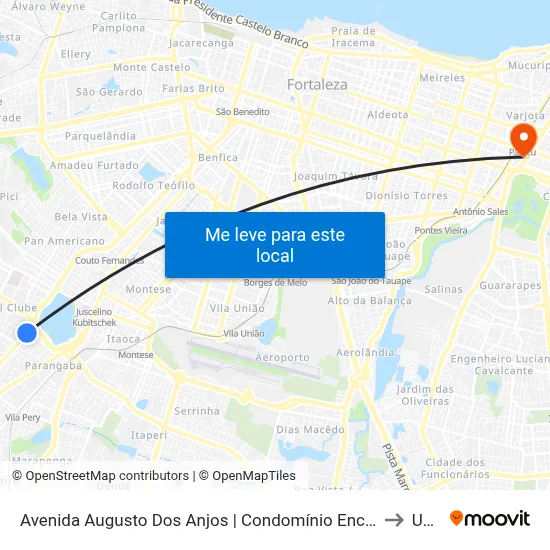 Avenida Augusto Dos Anjos | Condomínio Encanto Parangaba - Jóquei Clube to Uninta map