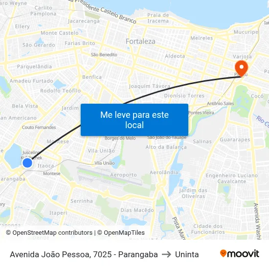 Avenida João Pessoa, 7025 - Parangaba to Uninta map